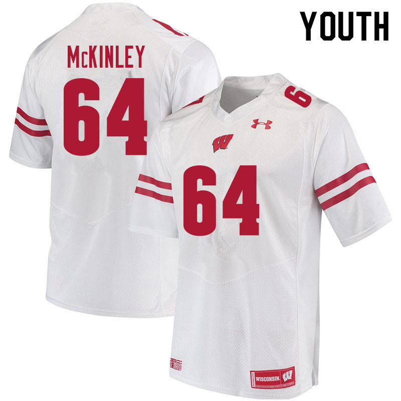 Youth #64 Duncan McKinley Wisconsin Badgers College Football Jerseys Sale-White - Click Image to Close
